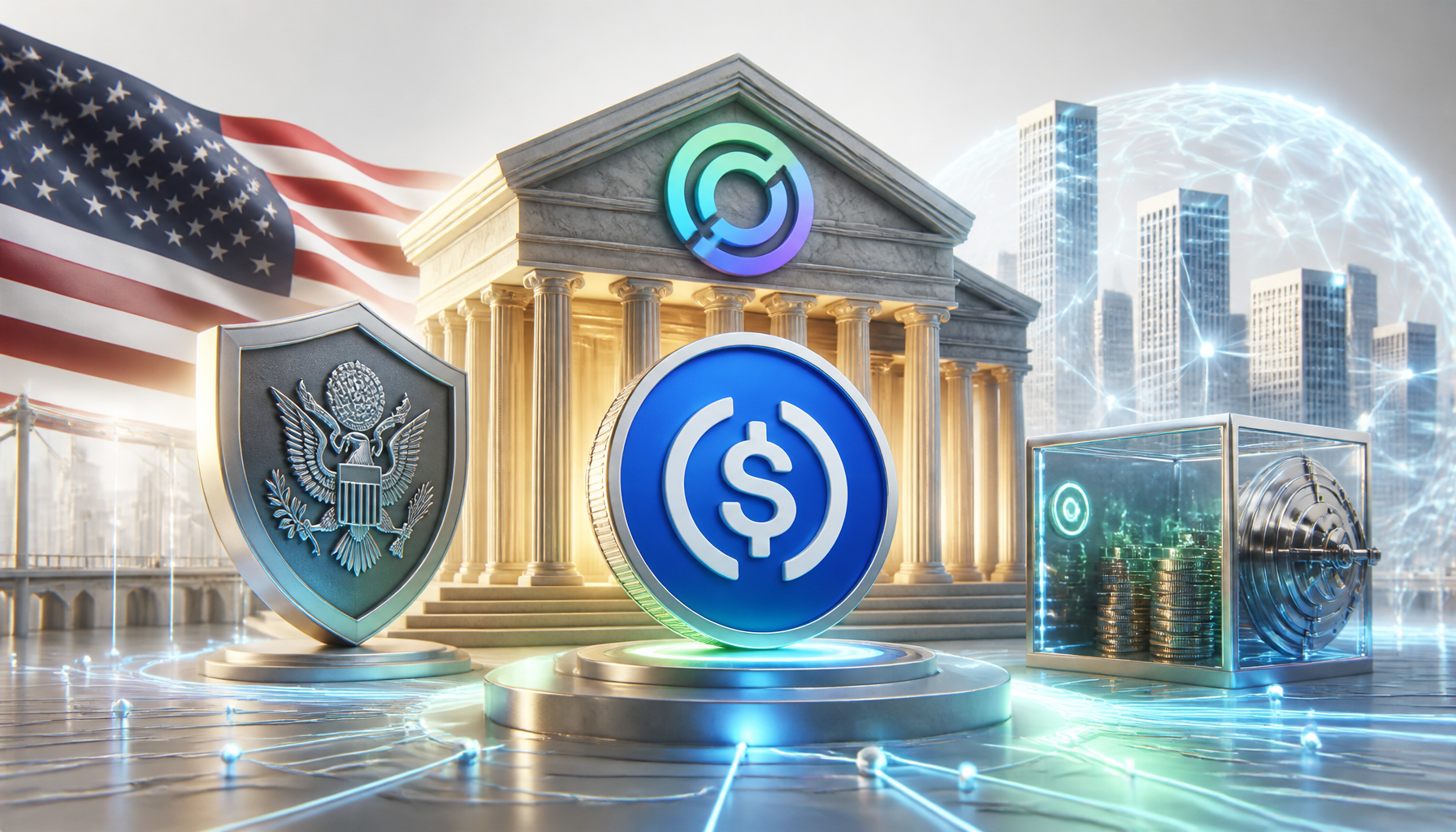 Circle z zielonym światłem na bank w USA