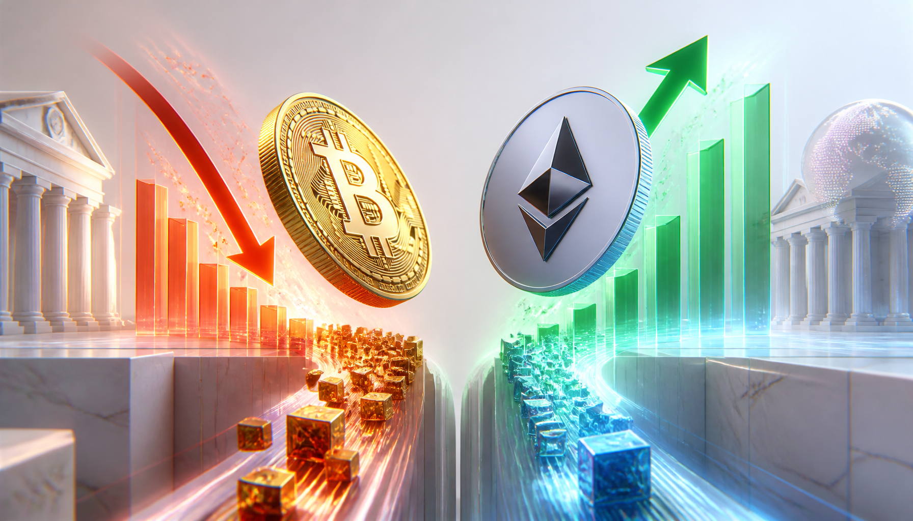 Bitcoin ETF-y z odpływem, ETH z napływem
