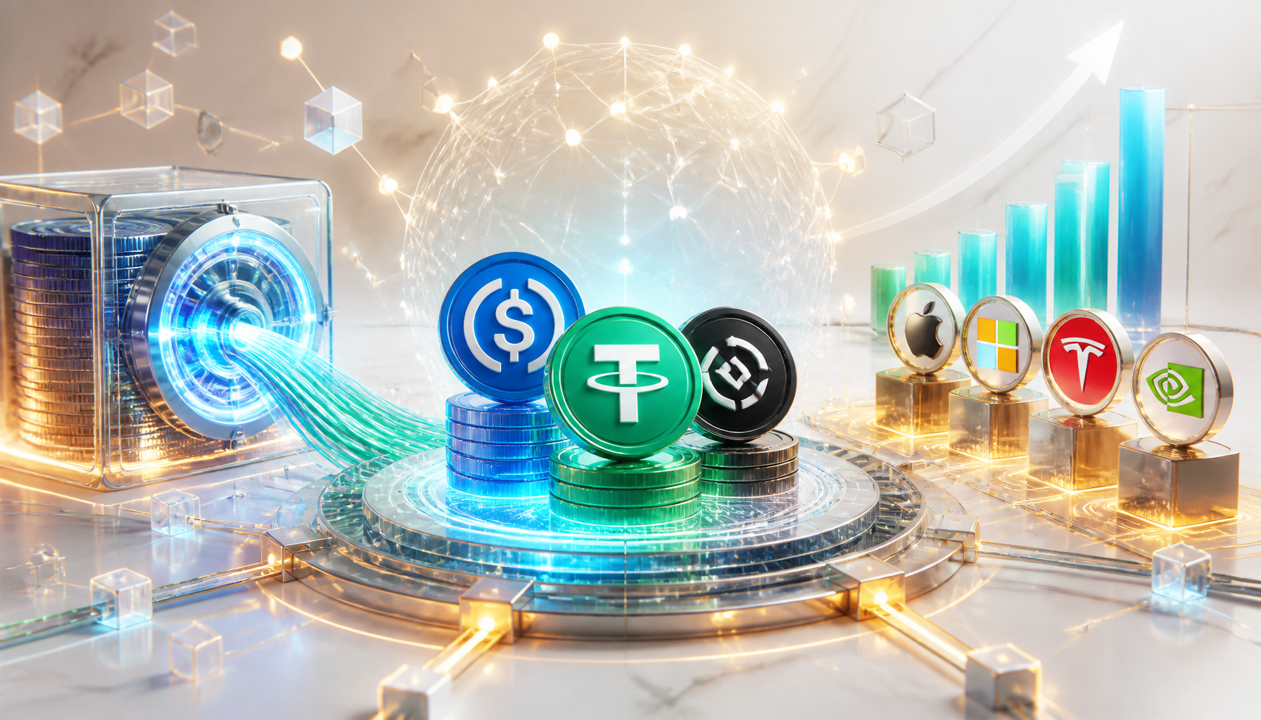 Stablecoiny i akcje szturmują DeFi
